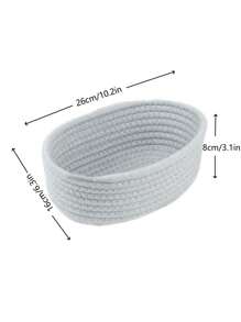 Oval-Shaped Cotton Storage Basket In Solid Blue, Minimalist Style For Living Room, Tabletop, Snacks, Toys Storage - Entryway, Bathroom Organizer, Home Decor Gift Basket
