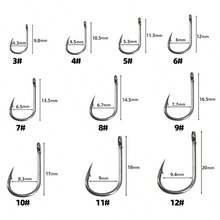 100-1000 件鱼钩 3-12# Iseni 高碳钢倒刺尖头鱼钩适用于咸水淡水钓鱼配件 - 彩色 - 查看 5