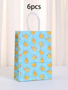 6/12 pièces Sacs en papier jaunes avec poignées, sacs cadeaux de canard en caoutchouc pour bonbons, fêtes, anniversaires. Fournitures de fête de canard bleu - Multicolore - View 8