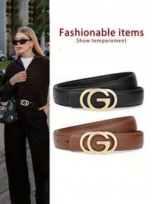 1 件/2 件时尚黑色真皮女式腰带 - 百搭时尚，适合搭配牛仔裤和休闲装，适合春季 - A - 查看 1