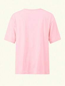 Women's Summer Simple Shell Cute Pattern Printed T-Shirt, Seaside Vacation, Marine Biology. - Pink - View 3