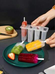 1 pieza Molde de cocina para RV con 4 paletas y tapa, molde infantil lindo de paletas y helado casero DIY, molde de helado de silicona (color aleatorio)