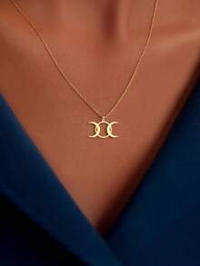 suteyi Triple Moon Goddess Necklace - Symbol Of Feminine Power - Wiccan Moon Phases Pendant - 14k Gold Plated Or Silver - Multicolor - View 3