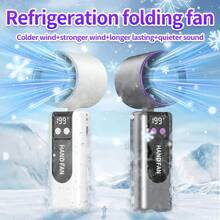 Rechargeable Digital Display Handheld Fan - 3000mAh/1800mAh 5-Speed Quiet And Powerful Portable Fan, Type-C Charging, Lightweight For Outdoor, Home, Travel - Ideal Cooling Gift, Rechargeable Portable Fan, Outdoor Cooling Device, Durable Plastic Body (Note: Not For Use By Infants And Young Children To Avoid Pinching Injuries)