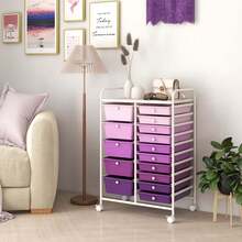 15-Drawer Rolling Storage Cart Mobile Cart With Colorful Drawers & Metal Frame - Purple - View 4
