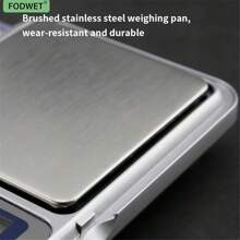 Báscula de bolsillo digital FODWET - Medición precisa 200g/0,01g, 500g/0,1g, pantalla LCD retroiluminada, requiere 2 pilas AAA (no incluidas), ideal para pesar alimentos, joyas y granos, mini báscula de viaje, báscula compacta | Báscula de plástico para volver a la escuela