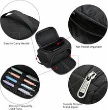 Estuche de Lápices de Gran Capacidad, Organizador Multifuncional con Compartimentos, Bolsa de Papelería Simple para Viaje, Bolsa de Lápices de Tela para Hombres, Mujeres, Niñas y Niños (Negro) - Negro acolchado - Ver 6