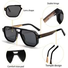 HBK 男士双梁设计眼镜复古木质 TR90 镜框 TAC 镜片弹簧铰链休闲经典商务眼镜男女日常配饰、商务、生日礼物眼镜