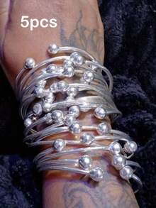 5/10pcs Luxury Retro Boho Adjustable Stackable Bracelets, Golden Cuff Bracelets For Women Men Daily Party Holiday Chunky Jewelry Gift - Multicolor - View 19