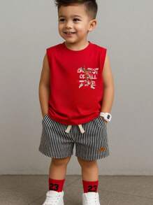 conjunto de regata 2 pçs Shorts Bermuda infantil  menino Masculina