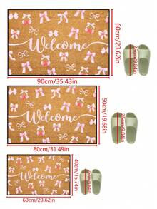 1 Stück Schleifen-Kirsch-Muster Willkommens-Fußmatte, einfacher Stil Innen- und Außen rutschfeste Matte, maschinenwaschbar aus Polyesterfaser, geeignet für Küche, Esszimmer, Flur, Bad, Schlafzimmer, Außenbereich, Eingangsbereich, Heim- und Raumdekoration, für alle Jahreszeiten - Pink - Übersicht 4