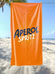 1pc Aperol Spritz Orange Beach Towel - Oversized Sand-Free Quick-Dry Microfiber Towel With Bold Logo & Radiating Lines Design For Travel, Pool, Beach | Ideal Gift For Outdoor Enthusiasts, Travel Accessory, Stylish Beachwear