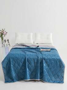 1 Piece Solid Color Cooling Blanket With Diamond Check And Floral Print, Minimalist Fashion / Cooling Material / Quilted Reinforced Edges / Provide Cool And Comfortable Touch For Hot Sleepers, Machine Washable Lightweight And Portable, Suitable For A Variety Of Scenarios, Including Bedroom, Office, Living Room, Sofa