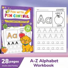 Cahier de 28 pages, de A à Z, exercices d'alphabet et de phonétique anglaise, jeux de lecture pour enfants, convient à l'entraînement du contrôle de l'écriture et à la pratique éducative. Papier imperméable, matériel éducatif, jouet éducatif précoce pour enfants, Montessori, matériel pédagogique, cadeau d'anniversaire pour garçon ou fille, exercice de contrôle du stylo