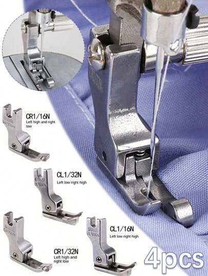 4pcs/Set Narrow Foot Presser Set, Suitable For Knits And Lightweight Fabrics - Sewing Machine Accessories With Left/Right Edge Guides