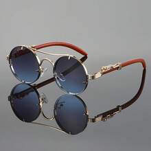 1 Pair Retro Leopard Head Decorative Fashion Glasses, Classic Unisex Metal Round Frame Eyeglasses - Multicolor - View 2