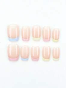 10 件 XS/S/M 杏仁形粉色透明白色法式渐变法式中性指甲日式风格按压指甲杏仁形按压指甲超短指甲用品假指甲艺术短指甲凝胶指甲贴纸指甲套装指甲套装礼物创意给孩子装扮配件和 1 个迷你指甲锉和 1 片粘性标签 - 彩色 - 查看 3