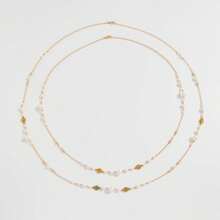 1pc French Fashion Faux Pearl Long Necklace, Women's Party Accessory, Elegant Jewelry