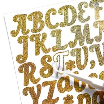 1080 件闪光字母数字贴纸 - 金色和银色 - 0.5/1 英寸 - 适用于 Guka、气球和香料罐的闪亮贴花 6 张