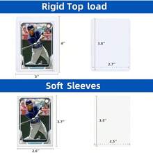 400 Fundas para Tarjetas Top Loaders para Tarjetas, Arjiekwei 3"X4" Protectores de Tarjetas de Béisbol de Plástico Duro, Porta Tarjetas Premium Toploaders para Tarjetas de Juego de Fútbol Deportivo (200 Top Loaders + 200 Fundas para Tarjetas) - 1000 fundas duras + 1000 fundas blandas - Ver 5