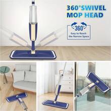 Spray Wet Mops For Hardwood Floors- MEXERRIS Microfiber Dust Dry Mop With 3 Microfiber Washable Pads Hard Wood Floor Mop With Sprayer Commercial Home Use For Wood Floor Laminate Ceramic Tiles
