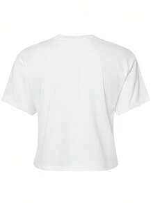 Stylish Thick Cotton Women's Short Cropped TShirt With Our Anniversary Cruise Personalized Print  Perfect For Vacation Ideal For Couples A Romantic Gift Choice - White - View 4
