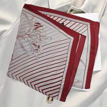 1 pièce Écharpe en polyester satiné avec imprimé bohème pour femmes, printemps/été