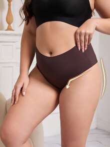 6 piezas Bragas de unicolor talla grande, comodidad casual - minimalista casual - encanto maduro romántico - encanto maduro elegante, tela de punto suave acanalada (waffle) para primavera/verano otoño/invierno, básico sexy tipo tanga - Multicolor - Ver 2