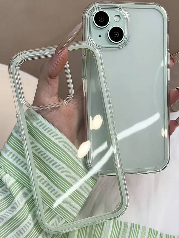 Apple Smart Fashion Phone Case With A High-End Feel, A Three-In-One Thickened And Hard Material, A Colorful Solid Color Frame, A Personalized Creative Pink, White, Black, Blue, Green, Minimalist Simple Fall Protection Full Coverage Transparent Feeling Colorful Phone Case Compatible With IPhone
