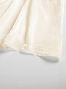 女士高领宽松纯色长袖灯笼袖优雅上衣，春秋季休闲款 - 杏色 - 查看 6