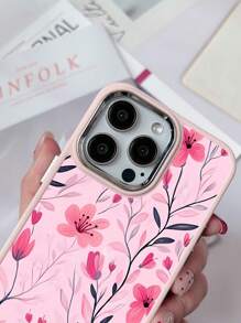 1 pieza Funda de teléfono con marco de metal, de TPU con acabado esmerilado, resistente a caídas y a huellas dactilares, con un diseño de pequeñas flores de colores, compatible con iPhone 7G/8PLUS/X/XR/XS MAX/11/12/13/14 PRO/15promax