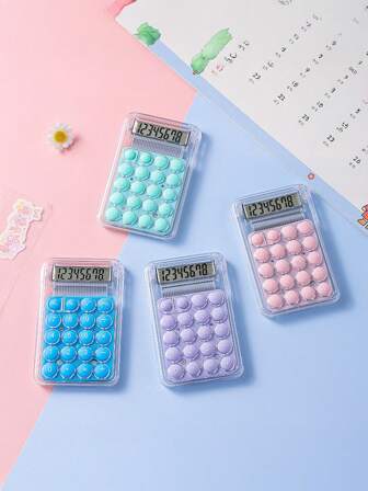 1pc Portable Handheld Silent Calculator, 8-Digit Display, Candy Color, For Students/Office/School Supplies