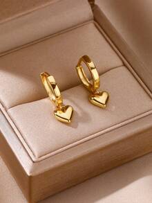 1 Đôi bông tai hình trái tim nhỏ nhắn, kiểu dáng thả lơi, dành cho nữ và bé gái, bông tai vòng ôm sát tai, phụ kiện trang sức thời trang, quà tặng cho phái nữ. - yêu - Xem 5