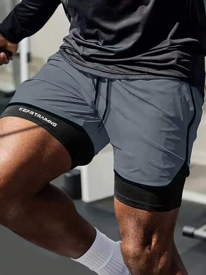 Letnie szybkoschnące spodenki do biegania z wbudowaną bielizną, męskie spodnie treningowe 3/4 w stylu Boyfriend na siłownię i fitness