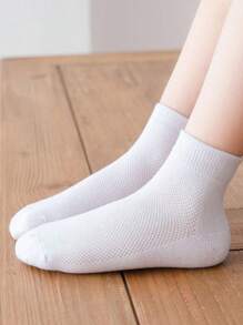 5 pares de calcetines blancos de malla para niños, calcetines delgados y transpirables hasta el tobillo, estilo escolar para estudiantes, calcetines blancos pequeños, calcetines casuales y deportivos para niños y niñas, para primavera/verano