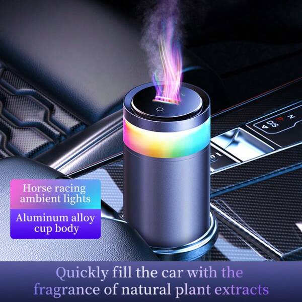 Difusor de aromaterapia para auto con llama azul aurora (Este producto tiene 6 SKU, que incluyen 3 tipos de juegos de máquinas de aromaterapia y 3 tipos de recambios de perfume. Confirme que ha seleccionado correctamente antes de realizar el pedido), Difusor de aromaterapia para auto USB, Difusor de aromaterapia para auto con paisaje de nubes y niebla