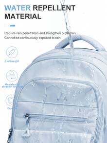 时尚百搭纯色笔记本电脑工作背包，适合 14-15.6 英寸笔记本电脑，男女皆宜，防水校园背包，适合高中大学，25L 大容量旅行单肩包，防水商务通勤背包，多口袋实用背包，青少年笔记本电脑书包，轻便耐用男女通用背包，时尚休闲背包，带衬垫肩带 - 藍色 - 查看 9