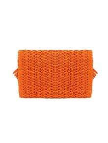 Summer New Style Hand-Grab Straw Bag Envelope Clutch Bag Tassel - Orange - View 3