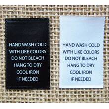 Custom Printed 50-200PCS Satin Care Labels,White Labels Black Print Straight Cut No Folds,Personalized Clothing Sewing Labels Clothes Washable Label, Men's And Women's Clothing Collar,Name Fabric White Tags With Multicolor Design, Exquisite Embroidered Personalized Handmade Tags For Clothing, Bags, Dress, T-Shirt, Hat, Scarf ,School Uniforms, Bed Sheets, Hats, Socks, School Bags, Etc. - White - View 4