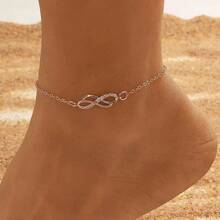 1pc Minimalist Rhinestone Number 8 Ankle Chain, Suitable For Daily Outings, Beach, Holiday - Yellow Gold - View 2