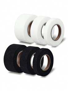 1/2 卷 60 米熨烫式卷边胶带、双面粘合衬、热熔织物粘合网、不含用于服装的无纺布热熔胶布、薄胶网膜底部卷边胶带、非常适合粘合和工艺项目、无纺布装饰带、白色双面 DIY 胶带（用于缝纫用品）