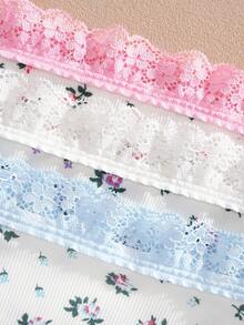 3pcs/Pack Lace Trim Cute Print Women's Boyshort Panties - Multicolor - View 5