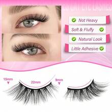 Half Eyelashes Natural Wispy Lashes With Glue Cat Eye Lashes Natural Look False Eyelashes With Lash Glue Pestañas Postizas Naturales Half Lashes Kit With Clear Eyelash Glue - B-半睫毛15MM - 查看 5