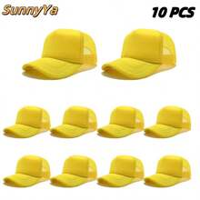 10 PCS  Unisex Sublimation Blank Mesh Baseball Cap Polyester Mesh Trucker Hat Bulk - 10 PCS - View 4