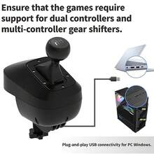 DOYO PC USB Simulator Gear Shifter | Compatible With G29 G27 G25 G920 T300RS/GT | Six-Speed H Pattern With Reverse | Ideal  Compatible With ATS ETS WRC Sim Racing Games - 黑色 - 查看 2