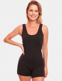 Swimsuit Water Aerobics Swimming Side Stripe + Simple Cap Backless / Backless Beach Holidays - Black/Purple - View 5