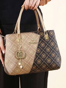 This Year's Popular Three Pieces Set Of Mother And Daughter Bags, Classic Large Capacity Women's Casual Handbag, High-End Temperament Women's Presbyopia Bag - Gold - View 4