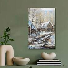 Framed Retro Farmhouse Christmas Decoration - Rural Wall Decoration - Rural Town - Colorful Poster Decorative Painting Canvas Wall Art Living Room - Framed - View 5
