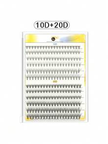 240 簇浓密卷曲分段自睫毛假睫毛，个人 DIY 仿貂皮单簇蓬松自然柔软 D 0.07 毫米 8-12 毫米混合手动睫毛延长，带粘合剂密封和镊子，适合日常化妆、派对、婚礼、旅行