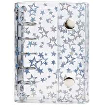 Mogoostry Sternenhimmel Klare weiche PVC nachfüllbare 5-Ring Ordner mit doppeltem Druckknopfverschluss Notizbuch Persönlicher Aktenordner Planer, MGSY-2SnapStarBinder,Schulanfang,Schulmaterial